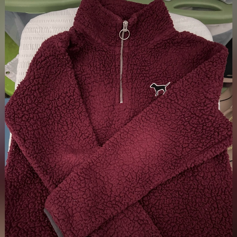 PINK Sherpa Quarter-Zip Pullover